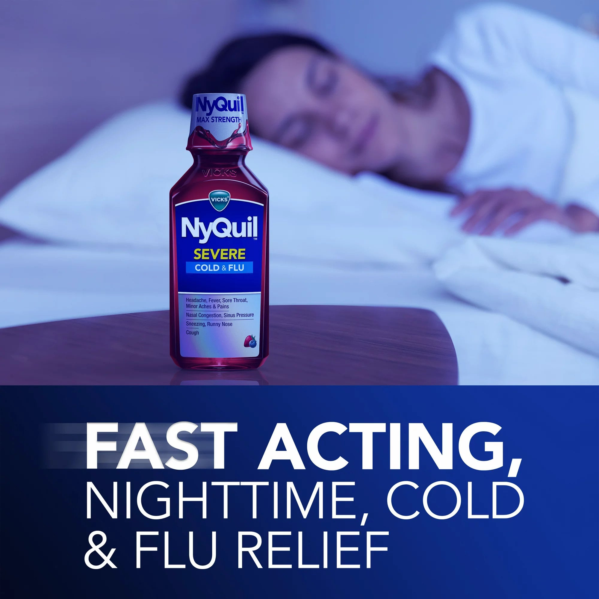 Siro Vicks NyQuil Cold & Flu Severe 354ml (Strawberry Flavor) - hình ảnh chi tiết 5
