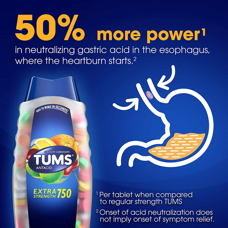 Viên nhai điều trị dạ dày TUMS Extra Strength 750 của Mỹ 100 viên - hình ảnh chi tiết 5
