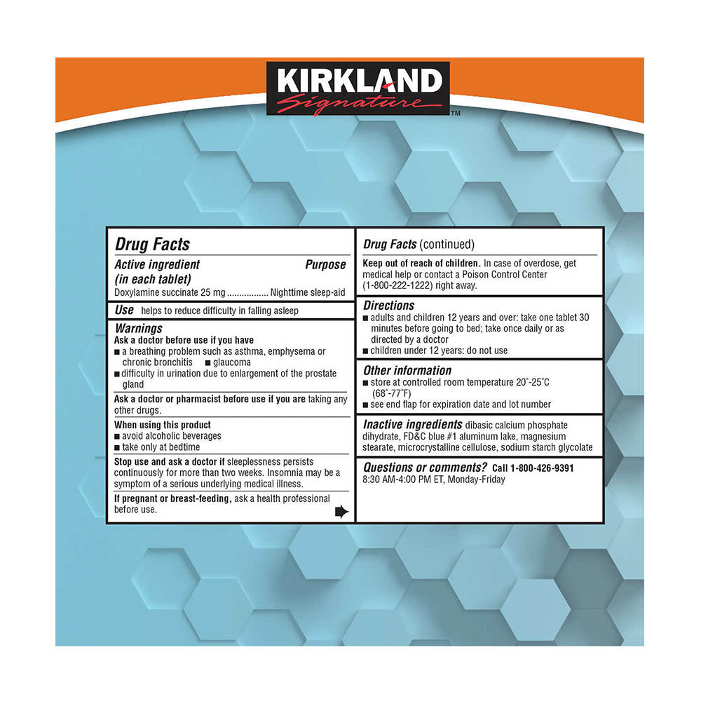 Viên uống hỗ trợ giấc ngủ ngon Kirkland Signature Sleep Aid 2 hộp x96 viên - hình ảnh chi tiết 3