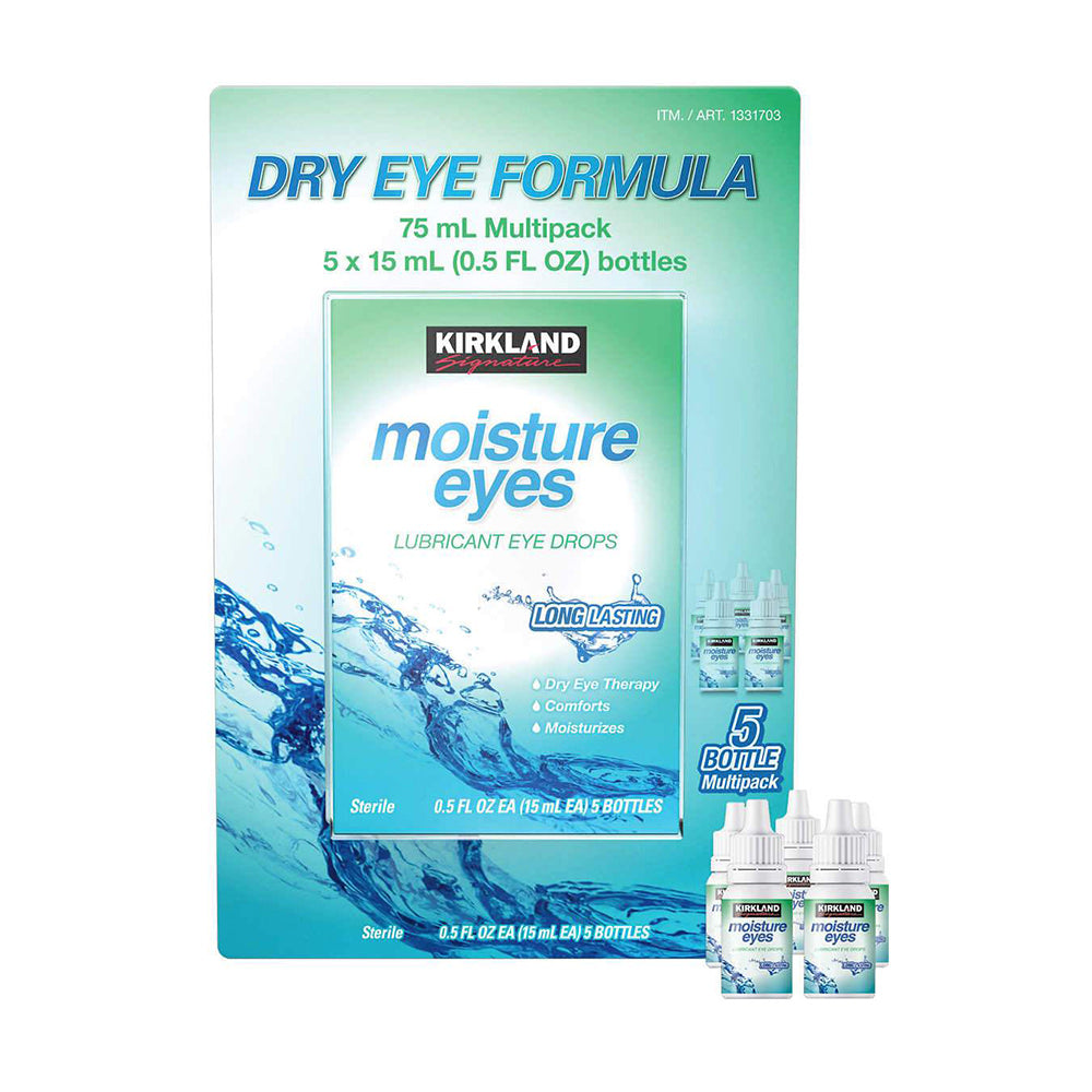 Nhỏ mắt Kirkland Signature Moisture Eyes Dry Eye Therapy Drops, 75 ml (15ml x 5 chai) - hình ảnh sản phẩm chính