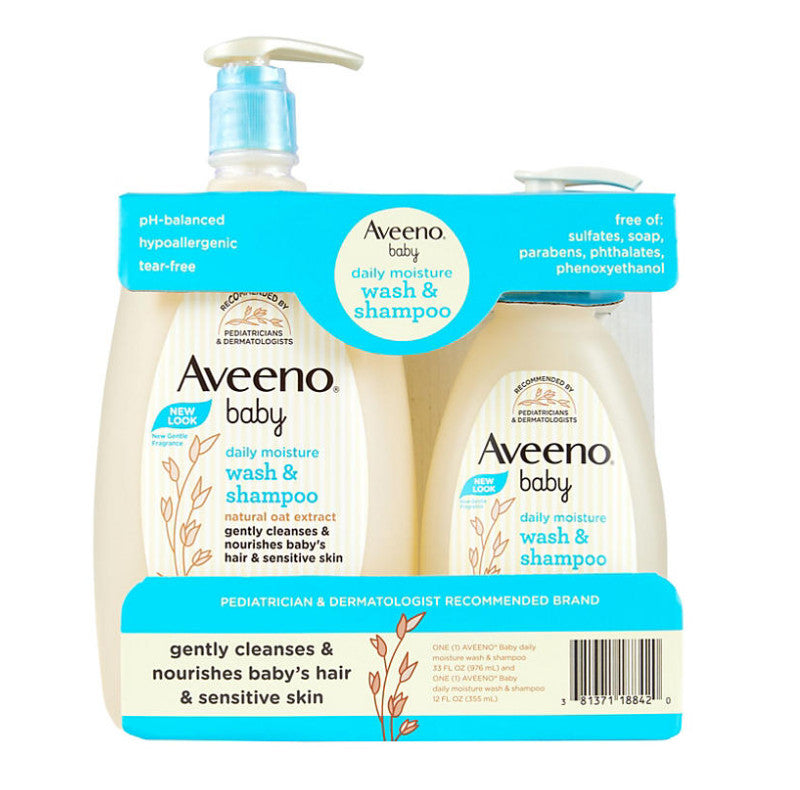 Bộ sản phẩm dầu gội & dưỡng ẩm hàng ngày cho bé Aveeno 2-in-1 Baby Wash and Shampoo with Natural Oat Extract (976ml & 355ml) - hình ảnh sản phẩm chính