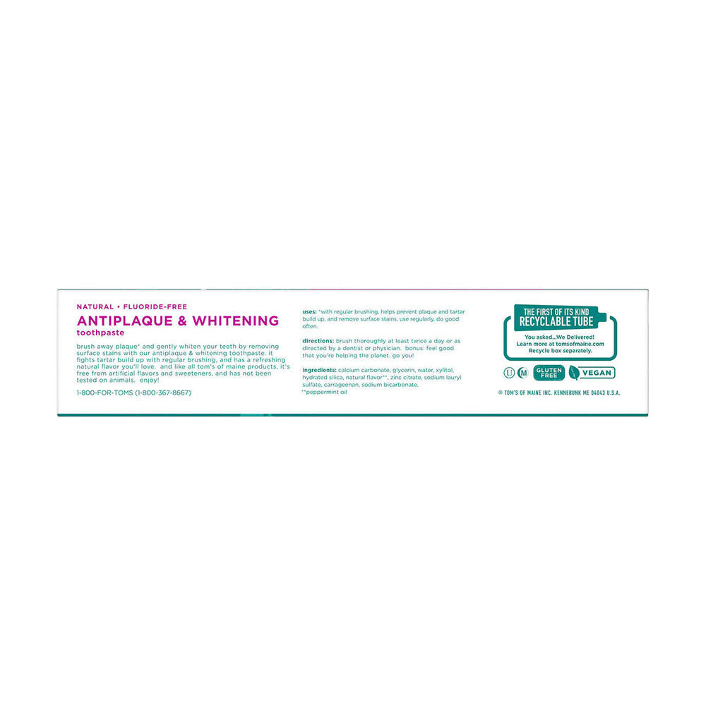 Kem đánh răng Tom's of Maine Antiplaque & Whitening Toothpaste 161.5g - hình ảnh chi tiết 3