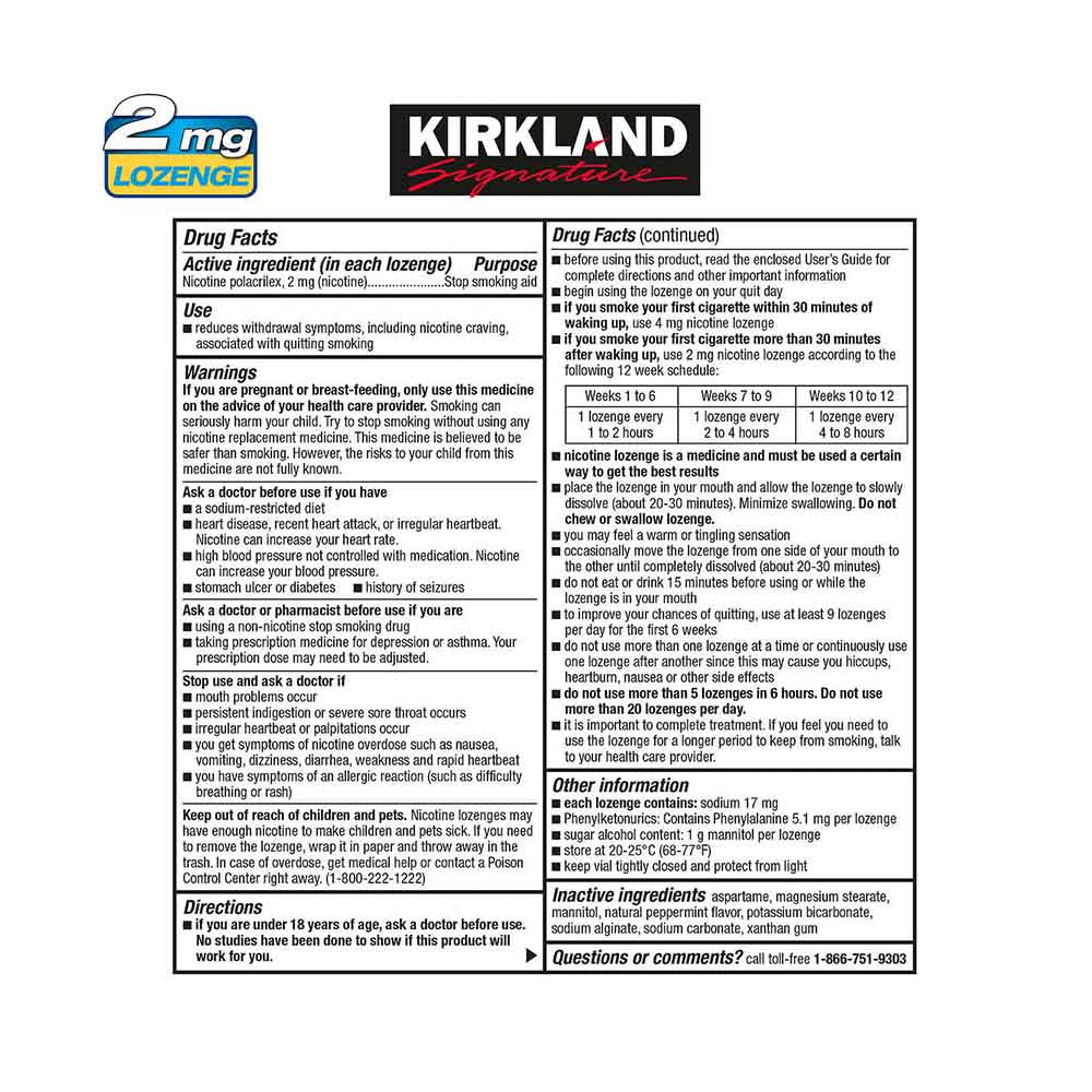 Kẹo cai thuốc lá Kirkland Signature Quit 2 Gum Lozenges Mint 270 viên (10 ống) - hình ảnh chi tiết 2