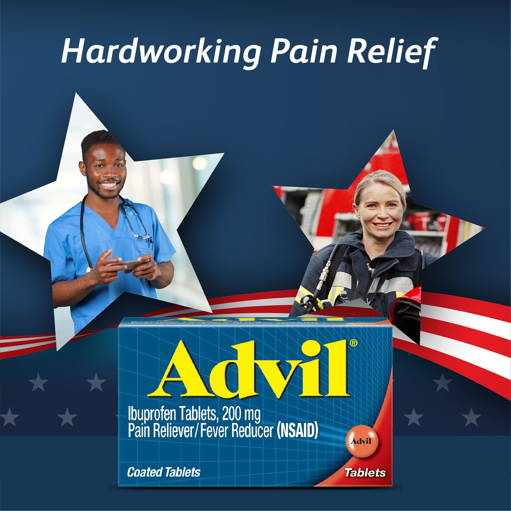 Viên uống giảm đau, hạ sốt Advil Ibuprofen Tablets, 200mg 200 Coated Tablets - hình ảnh chi tiết 2