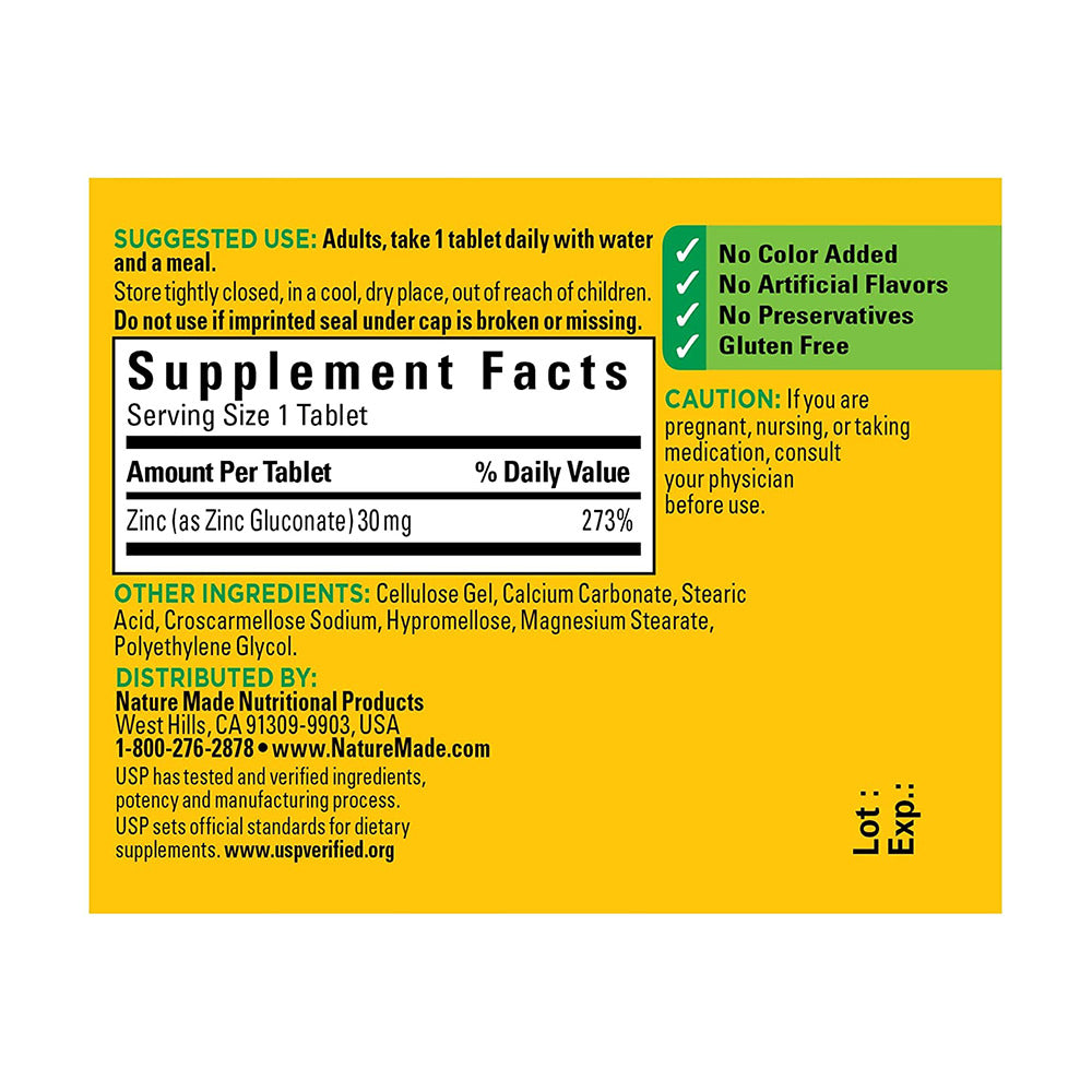 Viên uống bổ sung chất kẽm ZinC Nature Made 30mg 100 viên - hình ảnh chi tiết 6