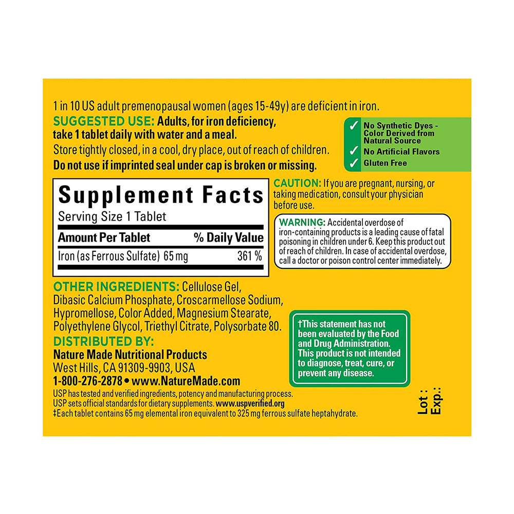 Viên uống bổ sung sắt Nature Made Iron 65mg 180 viên của Mỹ - hình ảnh chi tiết 6