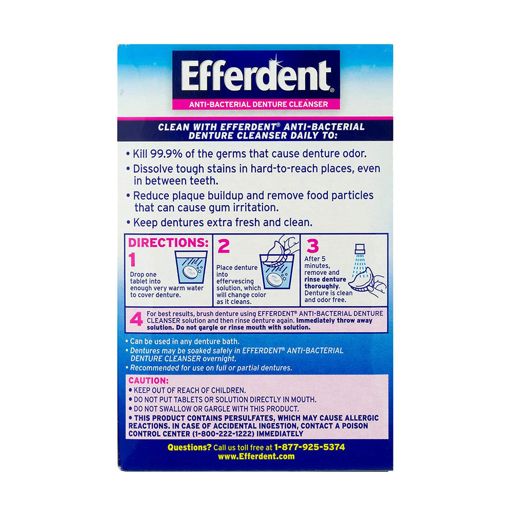 Viên vệ sinh răng giả Efferdent Anti-Bacterial Denture Cleanser 126 viên - hình ảnh chi tiết 2