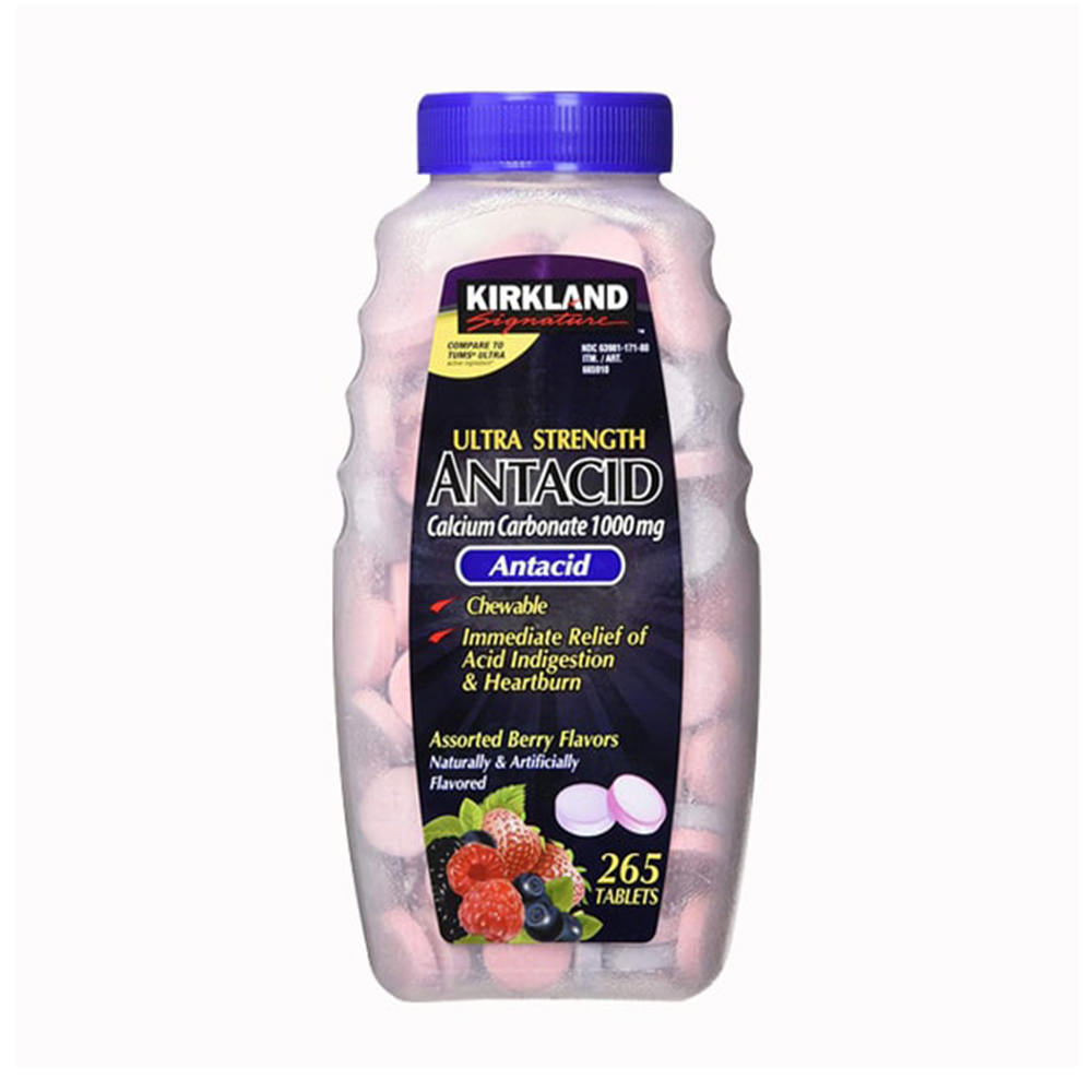 Viên nhai chống đầy hơi Kirkland Signature Ultra Strength Antacid Calcium 1000mg 265 viên - hình ảnh sản phẩm chính