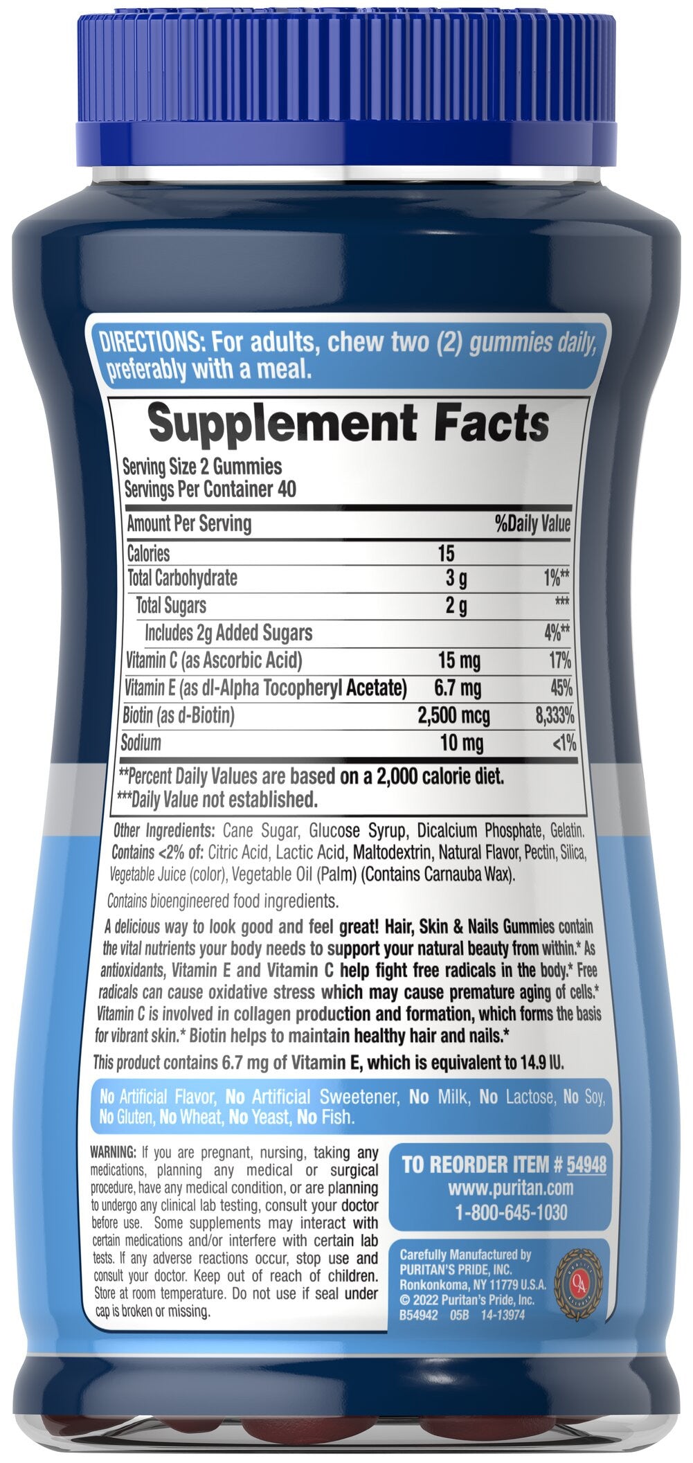 Kẹo dẻo đẹp da, tóc, móng Hair, Skin & Nails Gummies 80 viên của Puritan's Pride - hình ảnh chi tiết 3