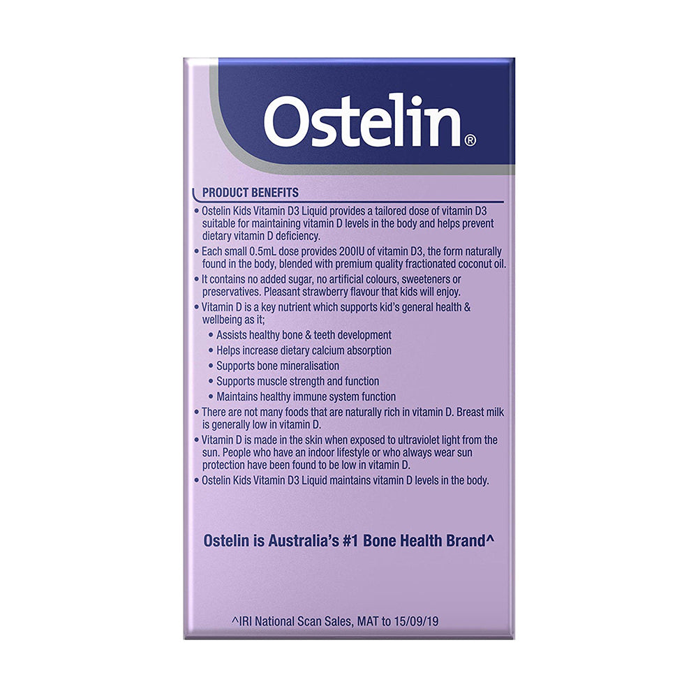 Vitamin D Ostelin dạng nước cho trẻ Ostelin Vitamin D Kids Liquid 20ml của Úc - hình ảnh chi tiết 2