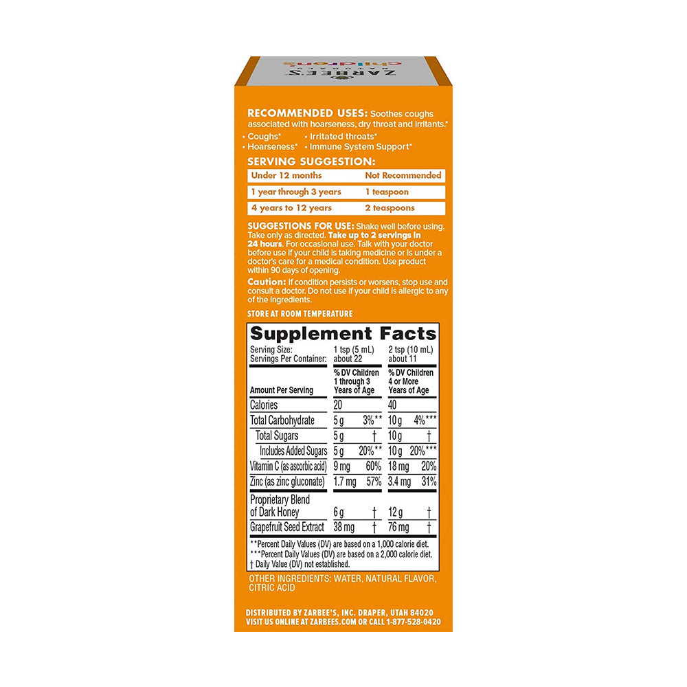 Siro ho cho trẻ từ 1-12 tuổi Zarbee’s Cough Syrup 118ml - hình ảnh chi tiết 4