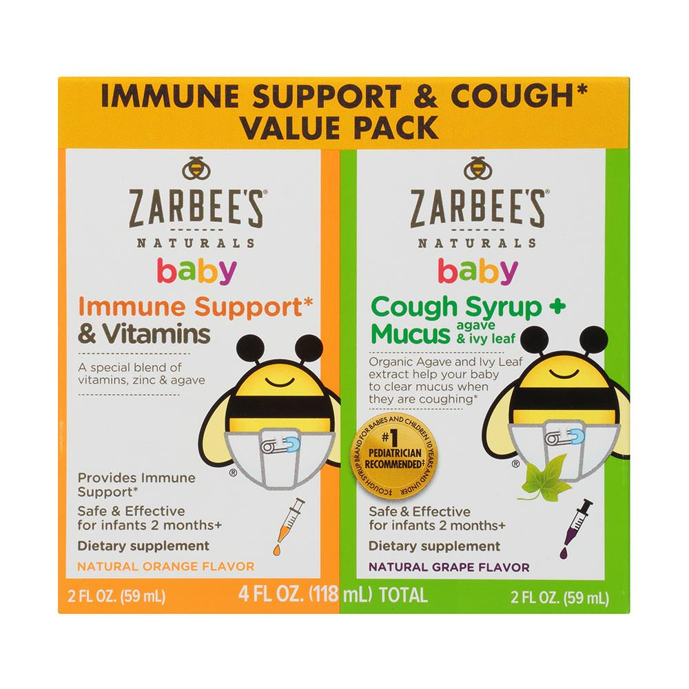 Siro trị ho và tăng đề kháng Zarbee's Naturals Baby Immune Support & Cough Value Pack -118ml - hình ảnh chi tiết 2