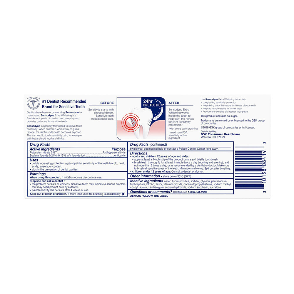 Kem đánh răng Sensodyne Extra Whitening dành cho răng bị ê buốt của Mỹ 184g - ảnh sản phẩm 2