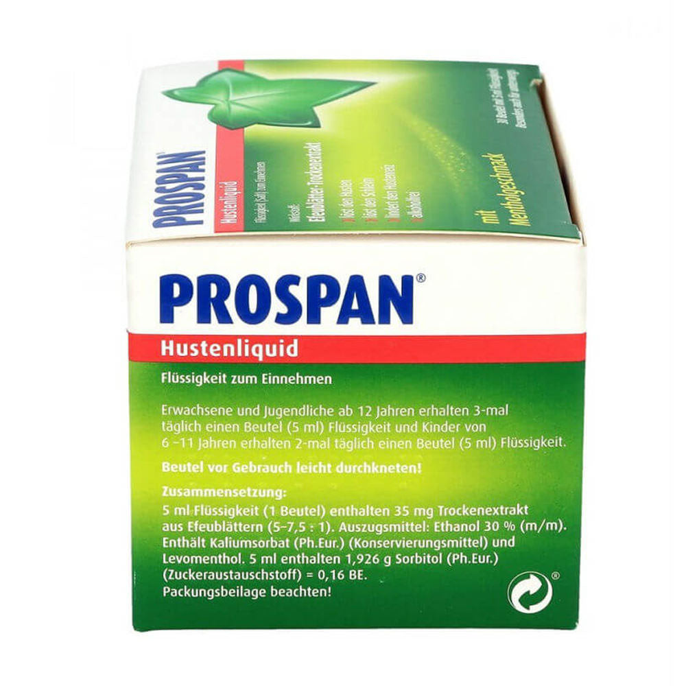 Siro thảo dược trị ho Prospan Hustenliquid Efeublatter-Trockenextrakt 5mlx21 gói - hình ảnh chi tiết 2
