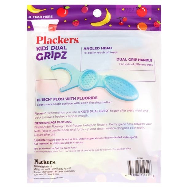 Tăm chỉ nha khoa cho trẻ em Plackers Kids' Dual GRIPZ 75 chiếc của Mỹ - hình ảnh chi tiết 4