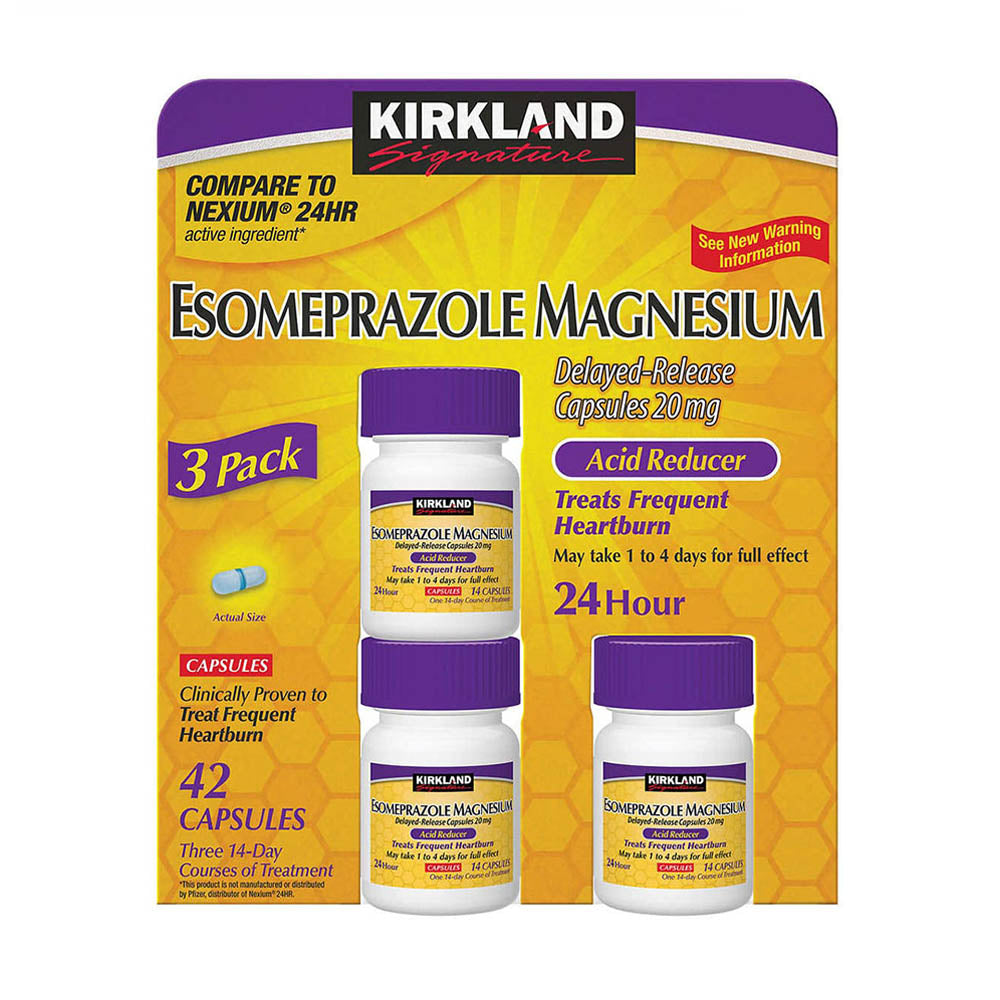 Viên uống giảm axit dạ dày, ợ nóng Kirkland Signature Esomeprazole Magnesium 20mg 42 Capsules - hình ảnh sản phẩm chính