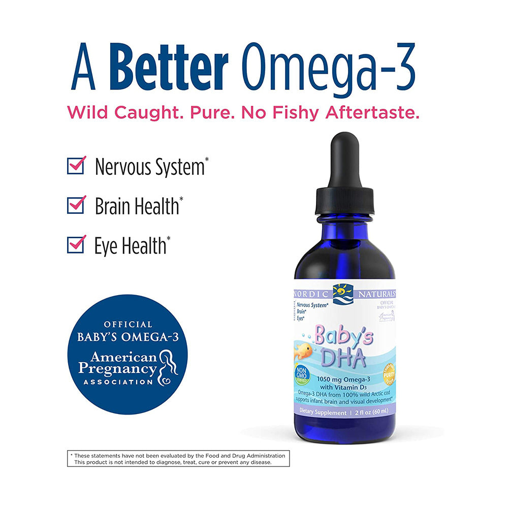 DHA+Vitamin cho bé Nordic Naturals, Baby’s DHA, with Vitamin D3 60ml - hình ảnh chi tiết 2