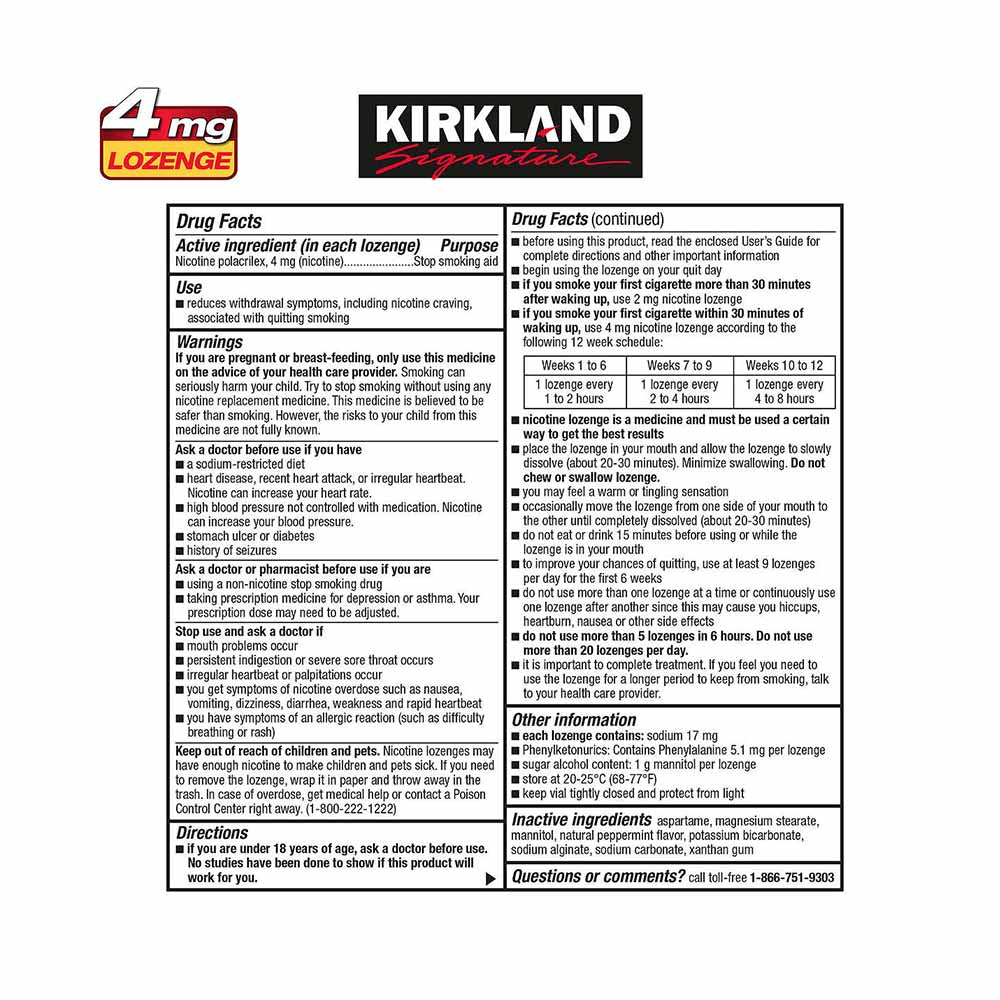Kẹo cai thuốc lá Kirkland Signature Quit 4 Gum Lozenges Mint 270 viên (10 ống) - hình ảnh chi tiết 2