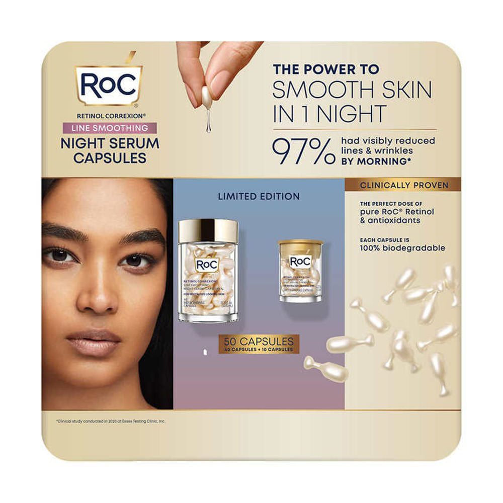 Tinh chất giảm nếp nhăn, chống lão hóa RoC Retinol Correxion Line Smoothing Night Serum 40 + 10 Capsules Set - hình ảnh sản phẩm chính