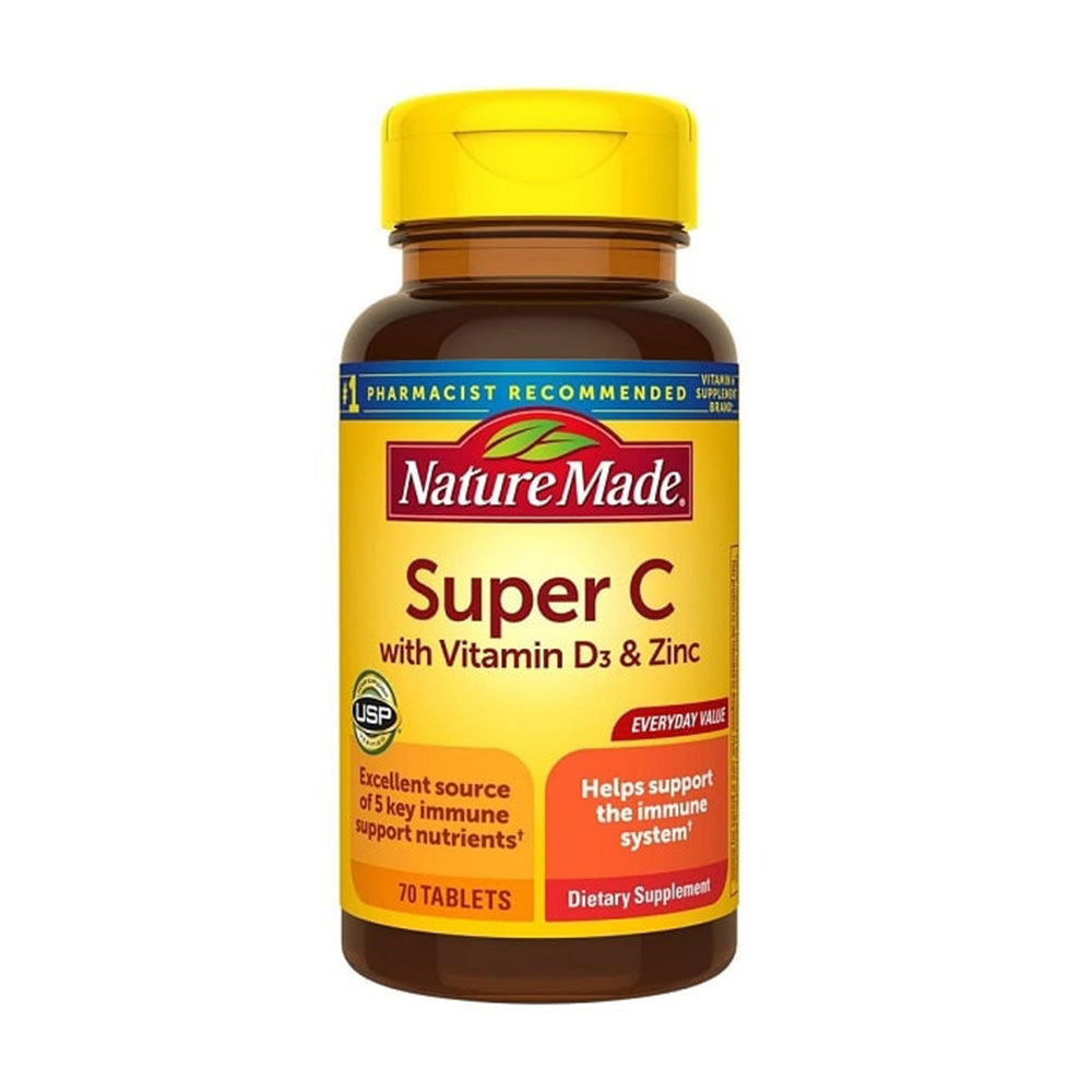 Nature Made Super C with Vitamin D3 và Zinc 70 viên - Vitamin C 900mg
