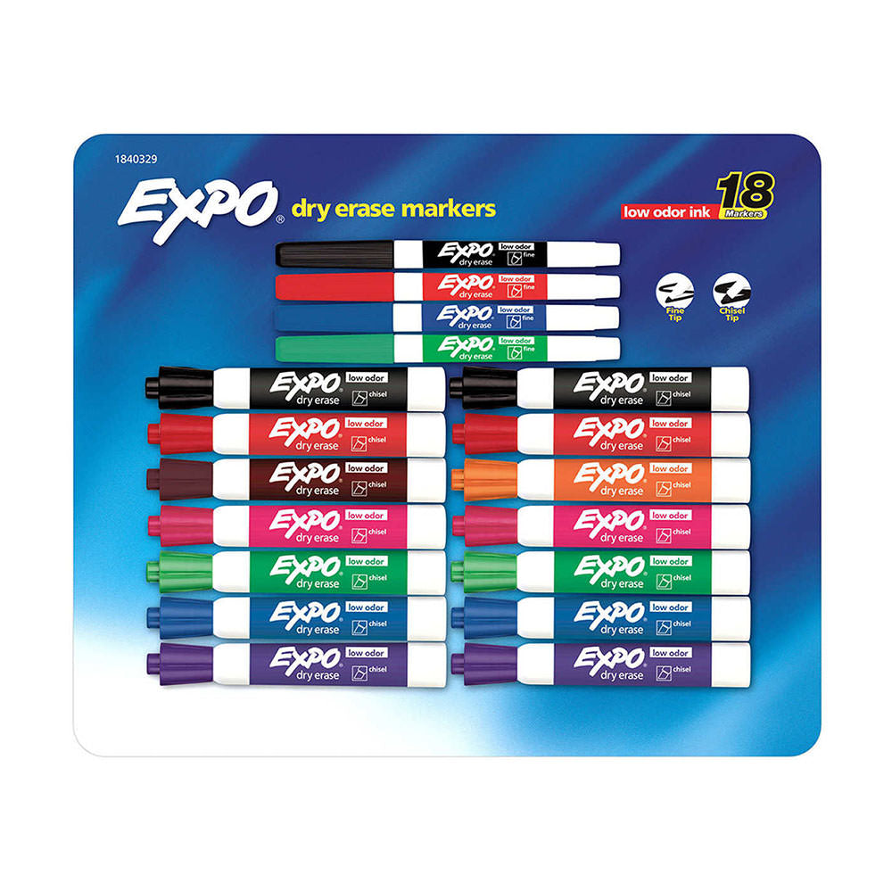 Bút Lông Viết Bảng Xóa Được Expo Low Odor Dry Erase Markers, Set 18 cây - hình ảnh sản phẩm chính
