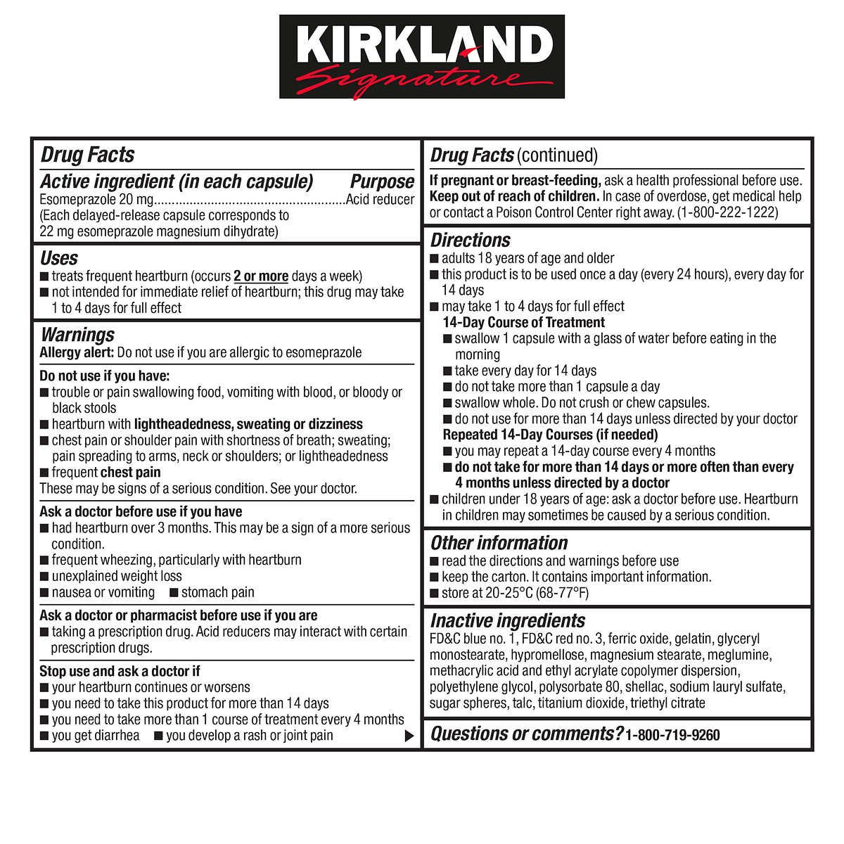 Viên uống giảm axit dạ dày, ợ nóng Kirkland Signature Esomeprazole Magnesium 20mg 42 Capsules - hình ảnh chi tiết 2