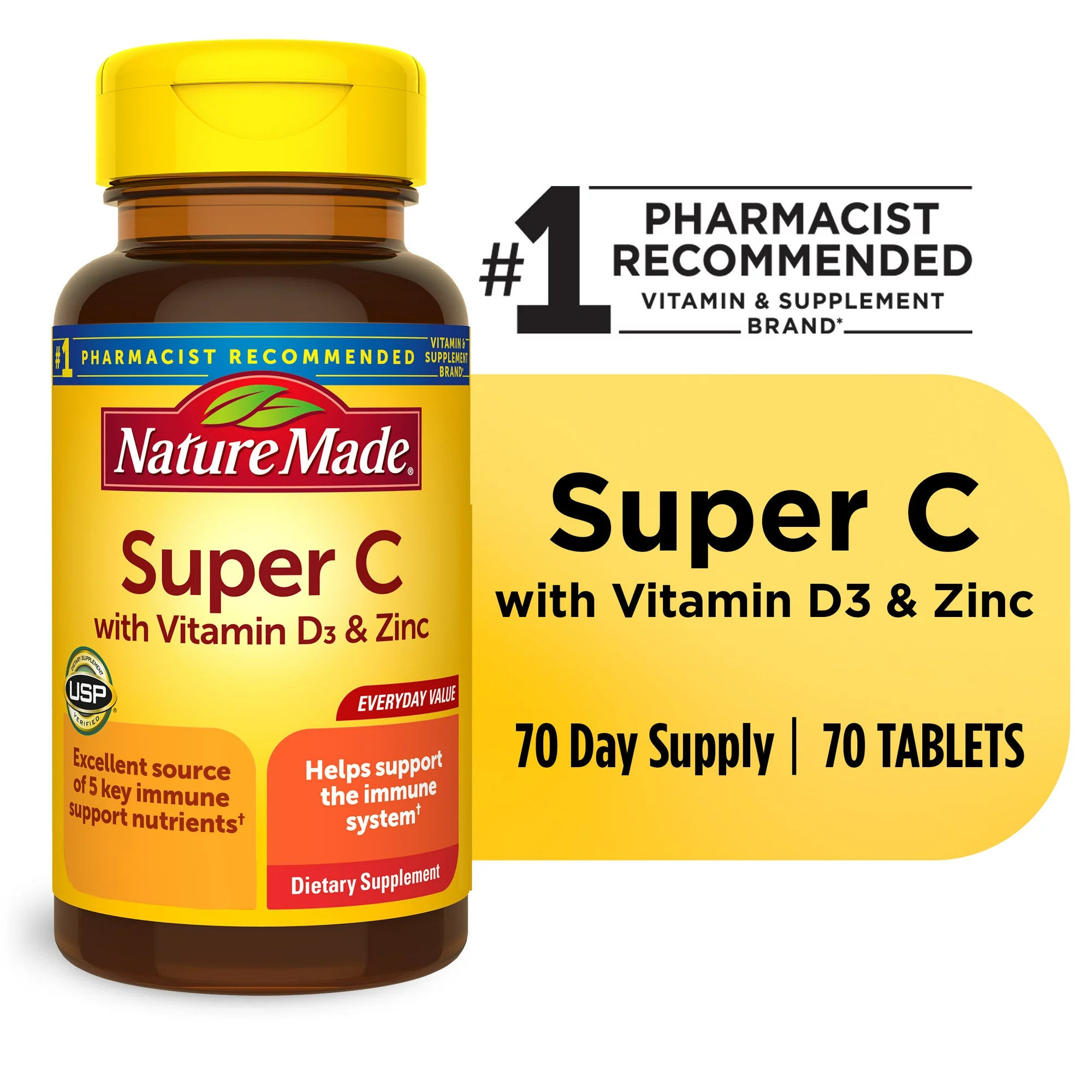 Viên Super C tăng cường hệ thống miễn dịch Nature Made Super C with D3 & Zinc 70 viên - hình ảnh chi tiết 4