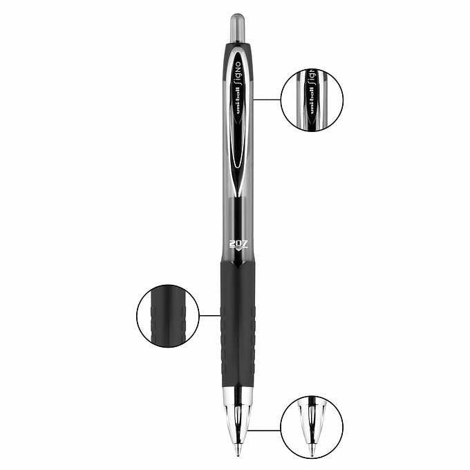 Set Viết uni-ball 207 Retractable Gel Pen, Medium Point 0.7mm, Assorted Ink Colors, 12 ct - hình ảnh chi tiết 3