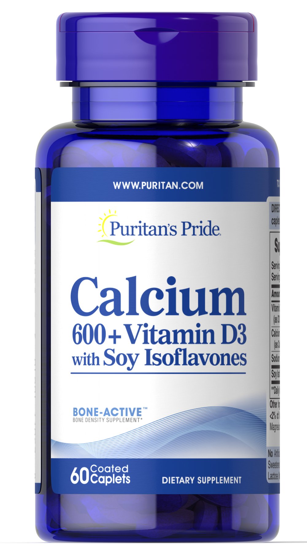 Viên uống bổ sung Canxi và Vitamin D3 chống loãng xương Puritan's Pride Calcium 600 + Vitamin D3 hộp 60 viên - hình ảnh chi tiết 3