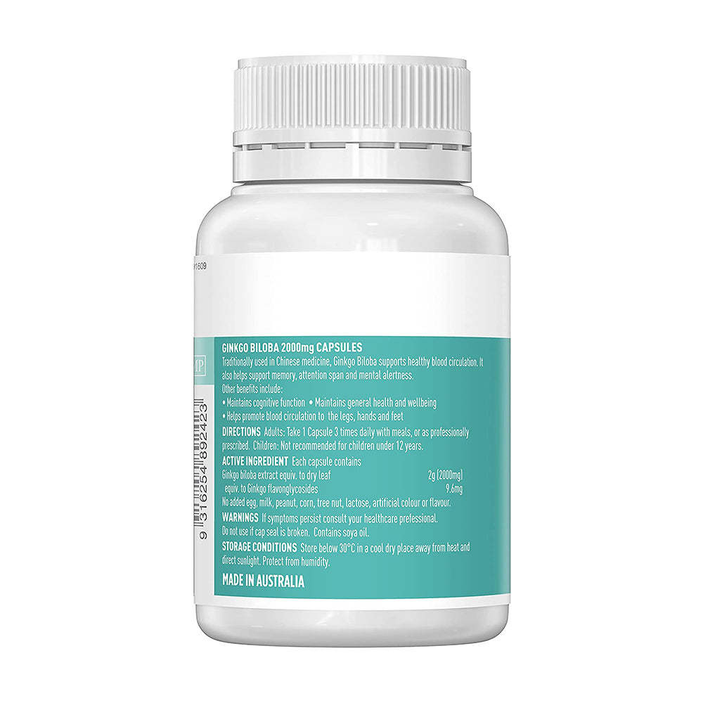 Viên bổ não Healthy Care Ginkgo Biloba 2000mg 100 viên của Úc - hình ảnh chi tiết 3