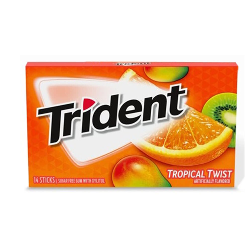 Trident Tropical Twist Sugar Free Gum (1 vỉ 14 thanh) - hình ảnh sản phẩm chính