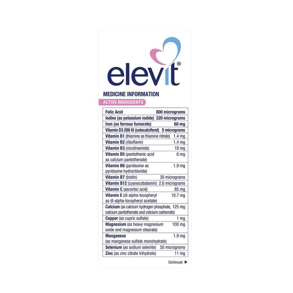 Viên uống Elevit dành cho bà bầu loại 100 viên của Úc (Bayer Australia) - hình ảnh chi tiết 3