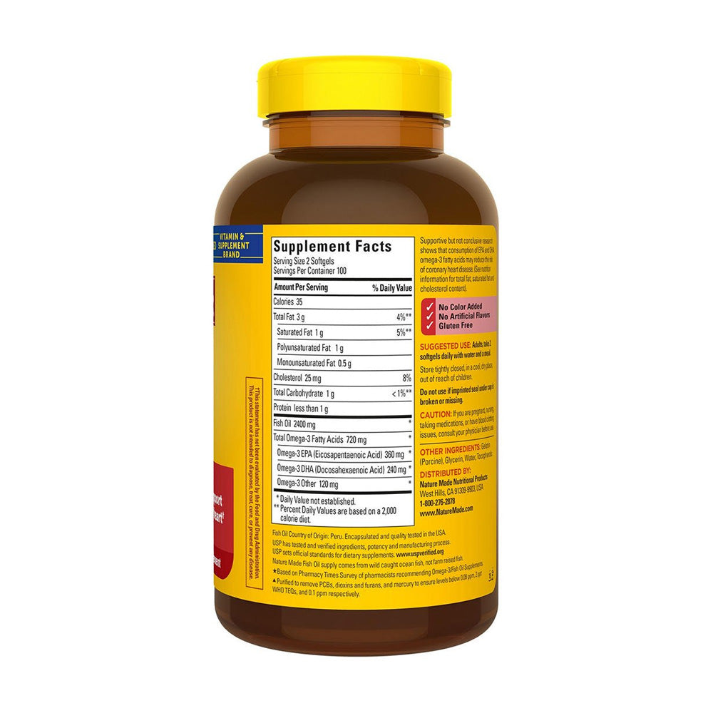 Viên uống dầu cá Omega 3 của Mỹ Nature Made Fish Oil 1200mg hộp 200 viên - ảnh sản phẩm 4