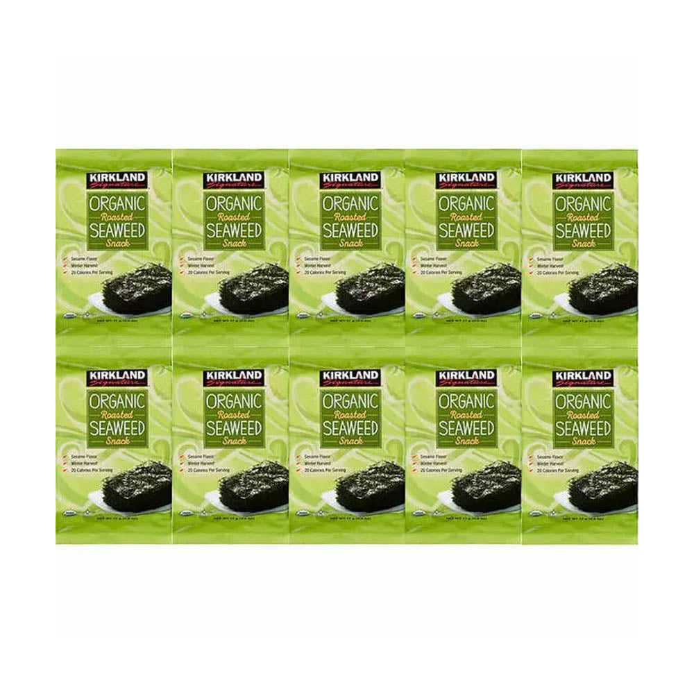 Rong biển Kirkland Signature Organic Roasted Seaweed Snack Set 10 Bịch - hình ảnh chi tiết 2