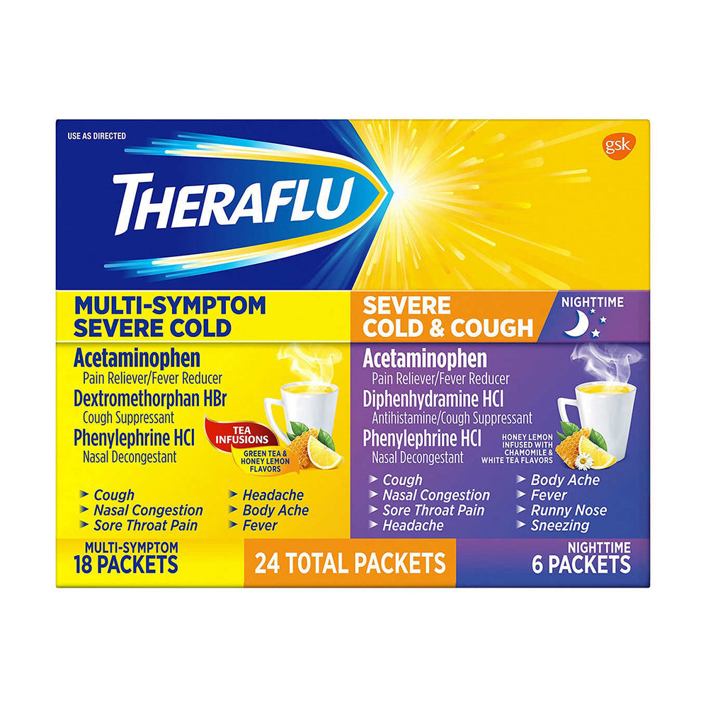 Hỗ trợ cảm và ho Theraflu Multi Symptom Nighttime Severe Cold & Cough 24 gói - hình ảnh sản phẩm chính