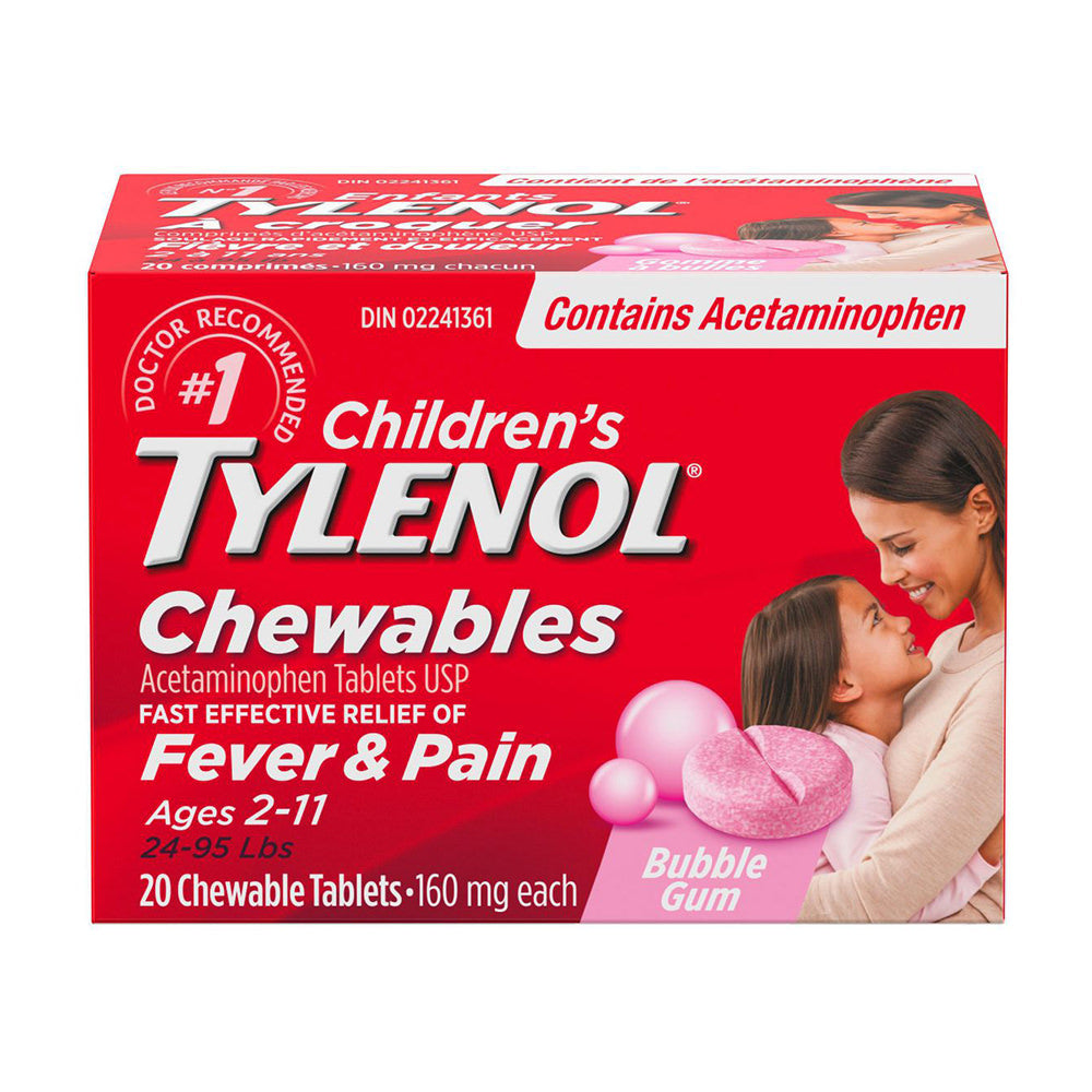 Viên nhai hạ sốt trẻ em Children's Tylenol Pain + Fever Relief Chewables - Acetaminophen - Grape - 24 viên - hình ảnh sản phẩm chính