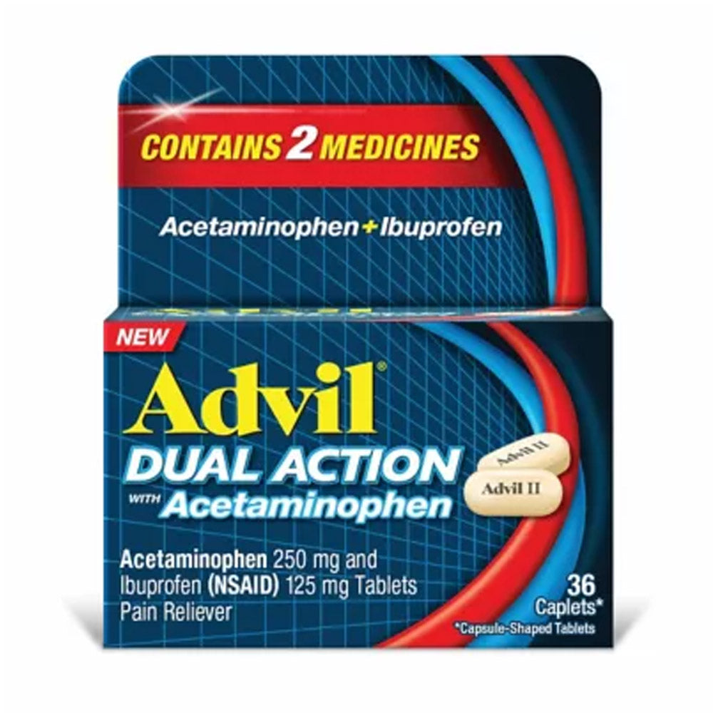 Viên giảm đau, hạ sốt Advil Dual Action Acetaminophen 250mg Ibuprofen 125mg 36 Caplets - hình ảnh sản phẩm chính