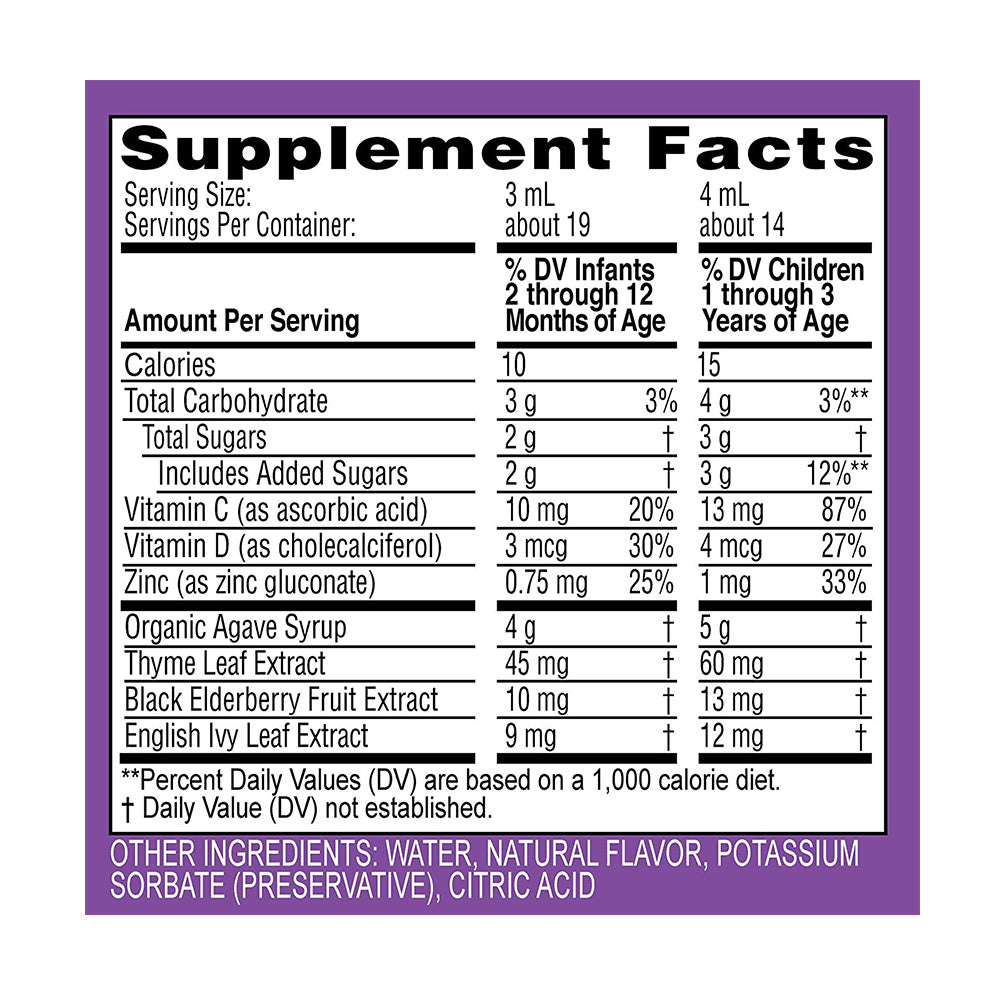 Siro trị ho và tăng đề kháng với mật ong đen và elderberry Zarbee's từ 2 tháng tuổi 59ml - hình ảnh chi tiết 5