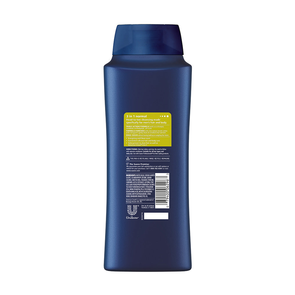 Tắm gội xả dành cho nam Suave Men 3 in 1 828ml - hình ảnh chi tiết 2