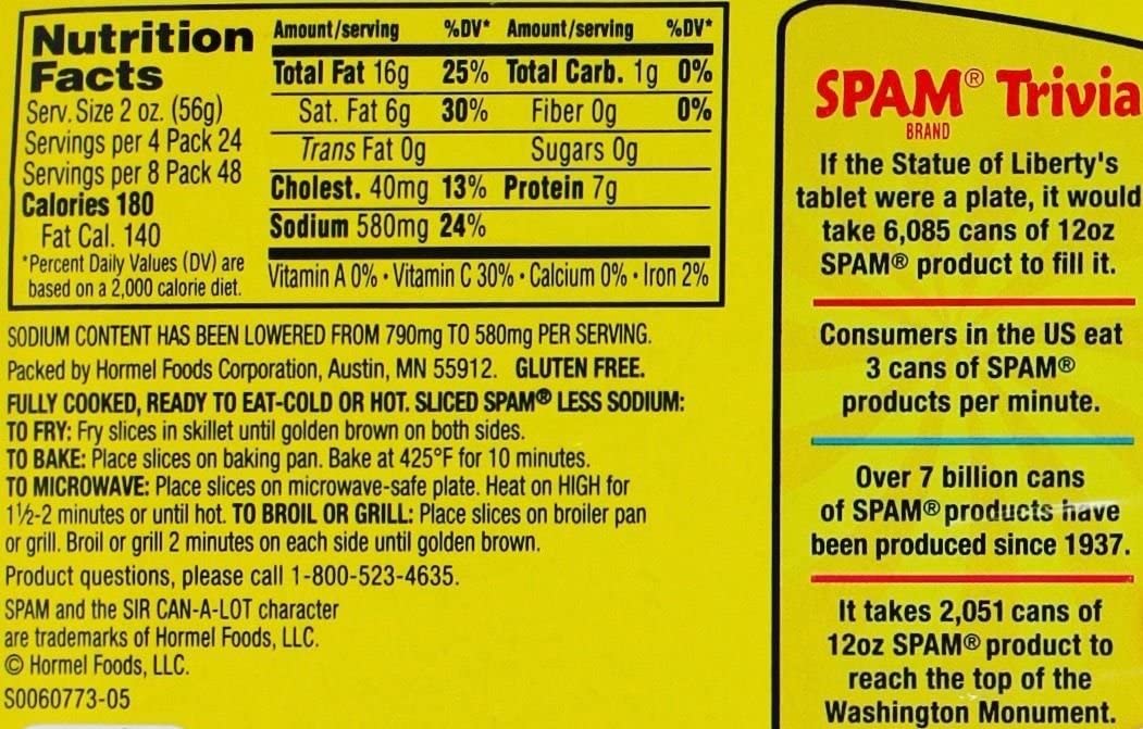 Thịt hộp Glorious Spam 25% Less Sodium 340g - ảnh sản phẩm 2