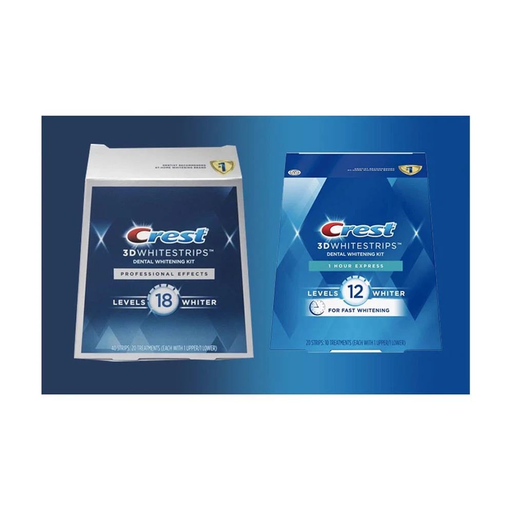 Miếng dán trắng răng Crest 3D Whitestrips Professional Effects Levels 40 miếng 18 Whiter + 20 miếng Levels 12 Whiter - hình ảnh sản phẩm chính