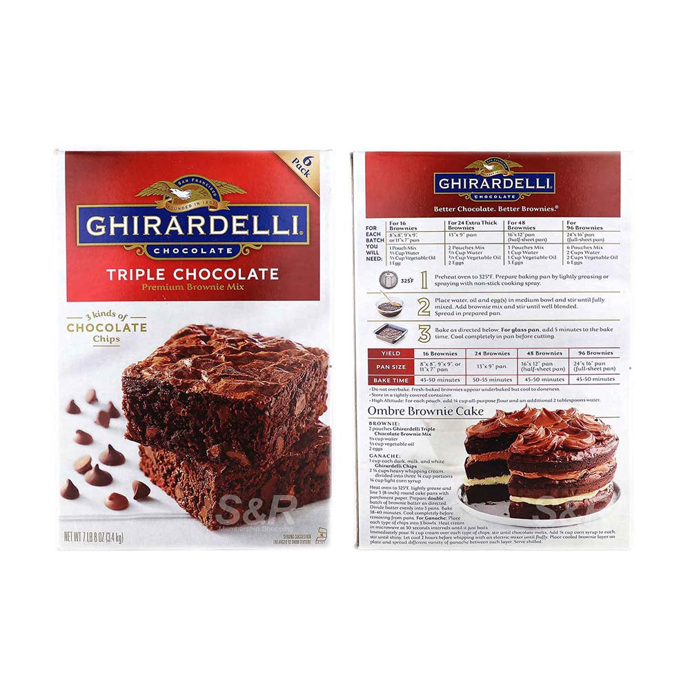 Bột Socola cao cấp Ghirardelli Triple Chocolate Premium Brownie Mix 3.4kg - hình ảnh chi tiết 3