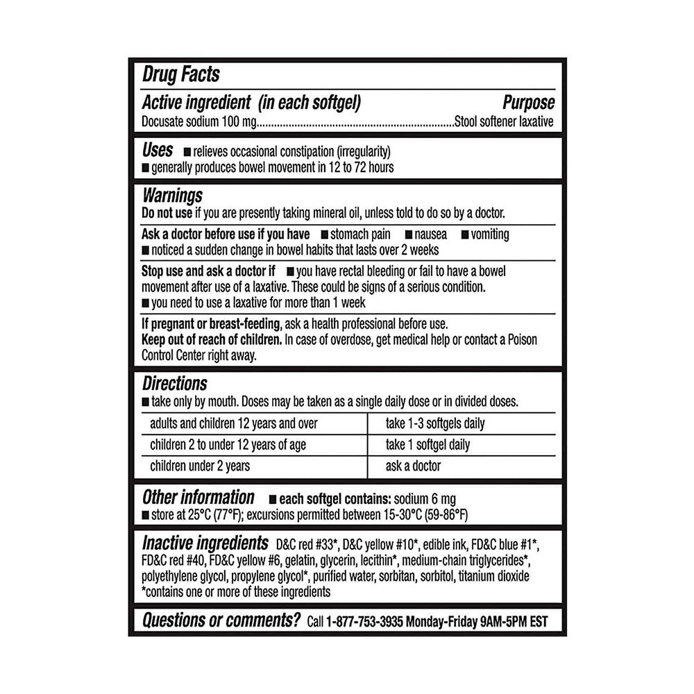 Viên uống nhuận tràng chống táo bón Kirkland Signature Stool Softener 400 viên - hình ảnh chi tiết 3