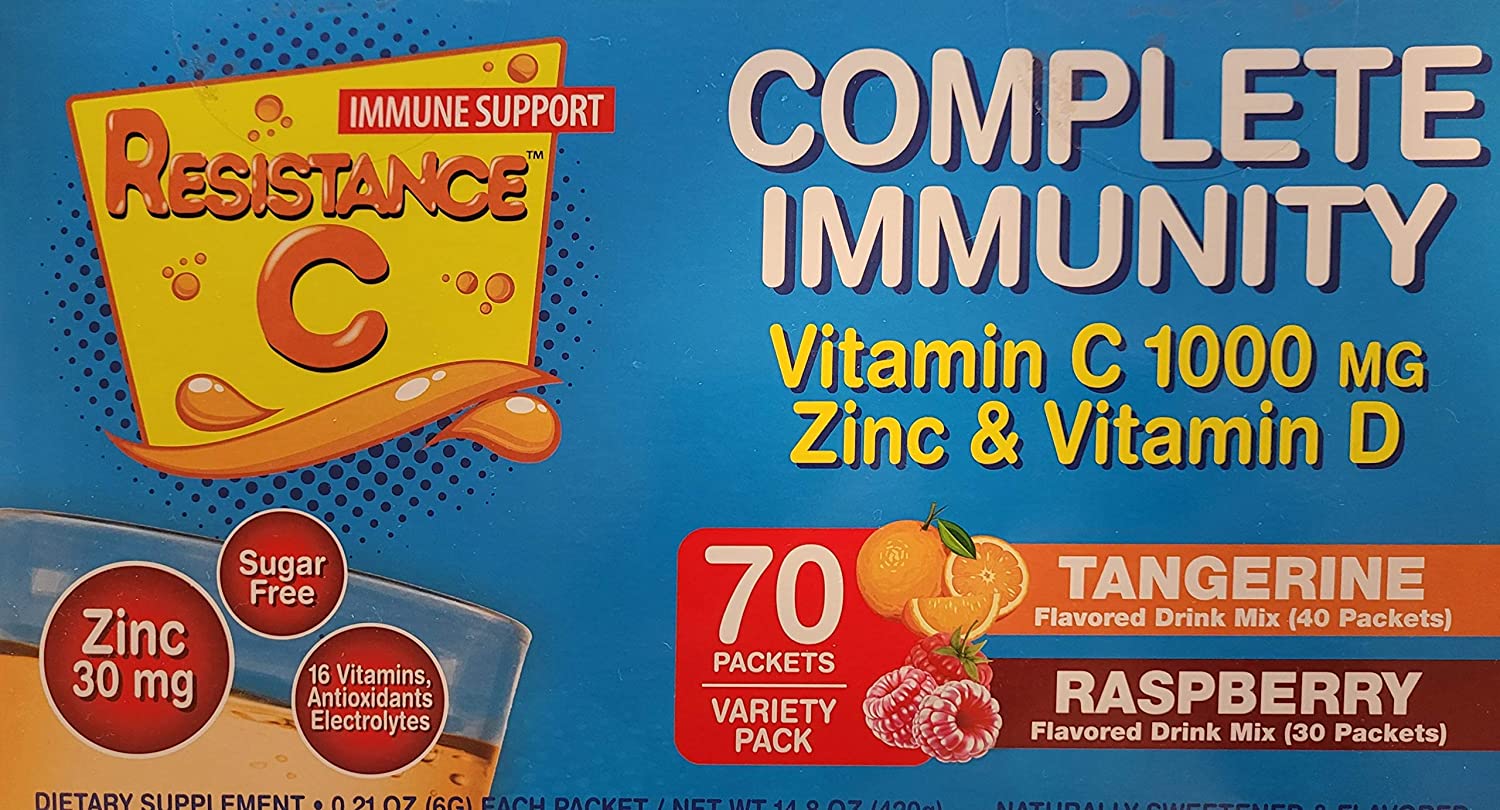 Bột sủi C tăng đề kháng Resistance C Complete Immune Tangerine/ Raspberry 70 gói - hình ảnh chi tiết 3