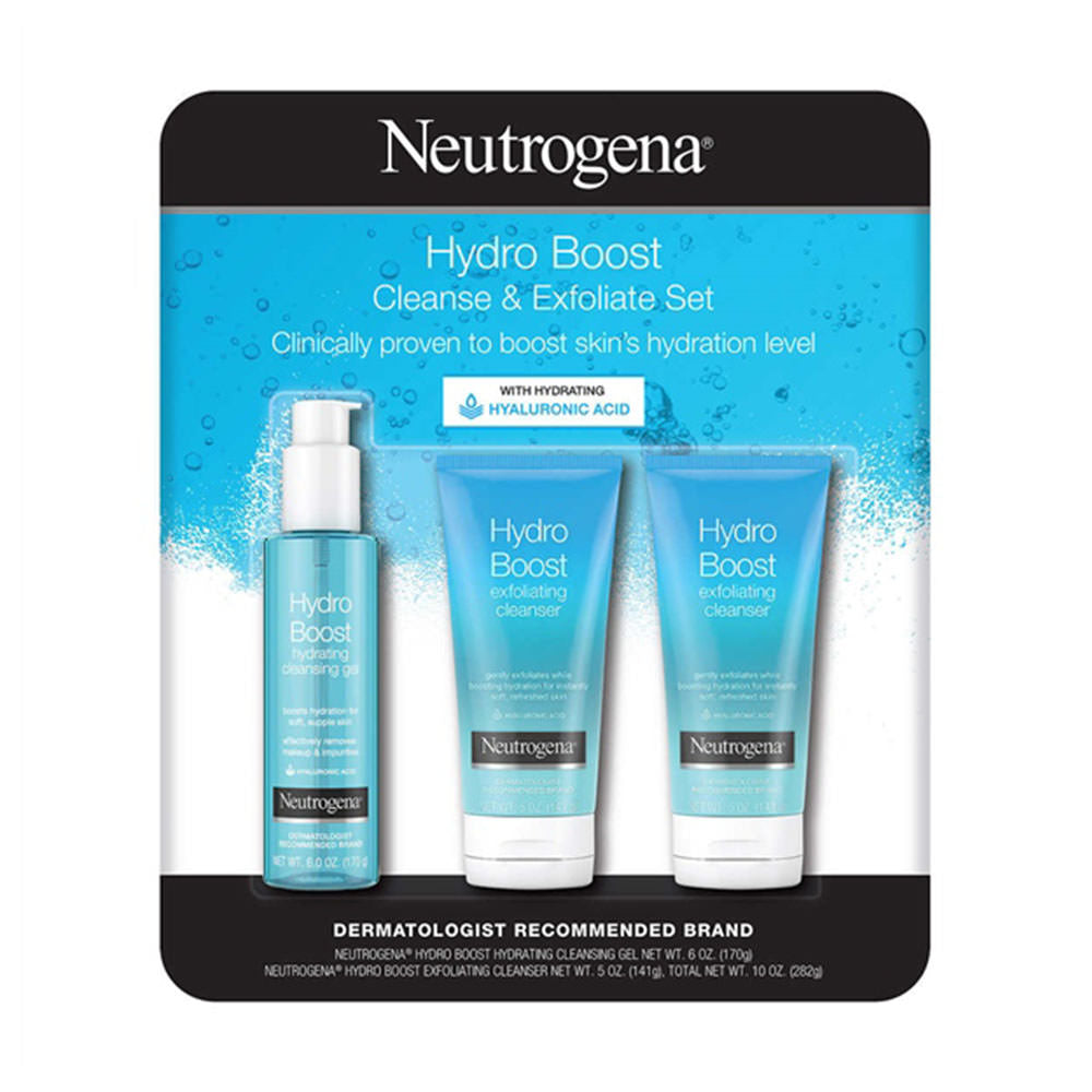 Set Sửa Rửa Mặt Cấp Ẩm Và Tẩy Tế Bào Chết Neutrogena Hydro Boost Cleanse & Exfoliate (170gx1 & 141gx2) - hình ảnh sản phẩm chính