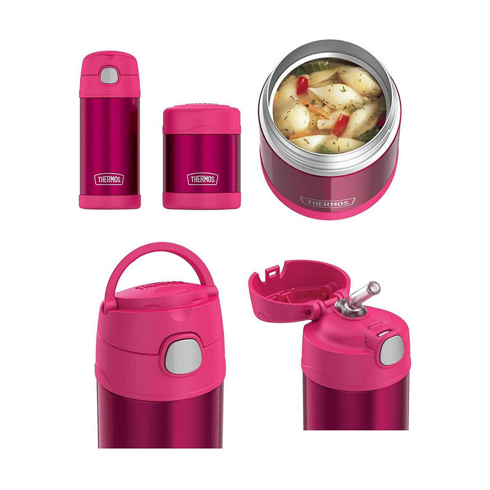 Set bình + hộp đựng thức ăn giữ nhiệt cho bé Thermos Funtainer Lunch Set 355ml + 290ml (Pink) - hình ảnh chi tiết 2