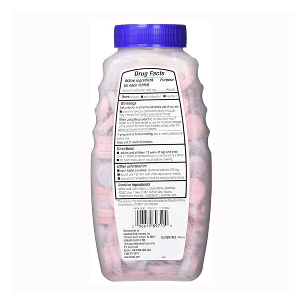 Viên nhai chống đầy hơi Kirkland Signature Ultra Strength Antacid Calcium 1000mg 265 viên - hình ảnh chi tiết 2