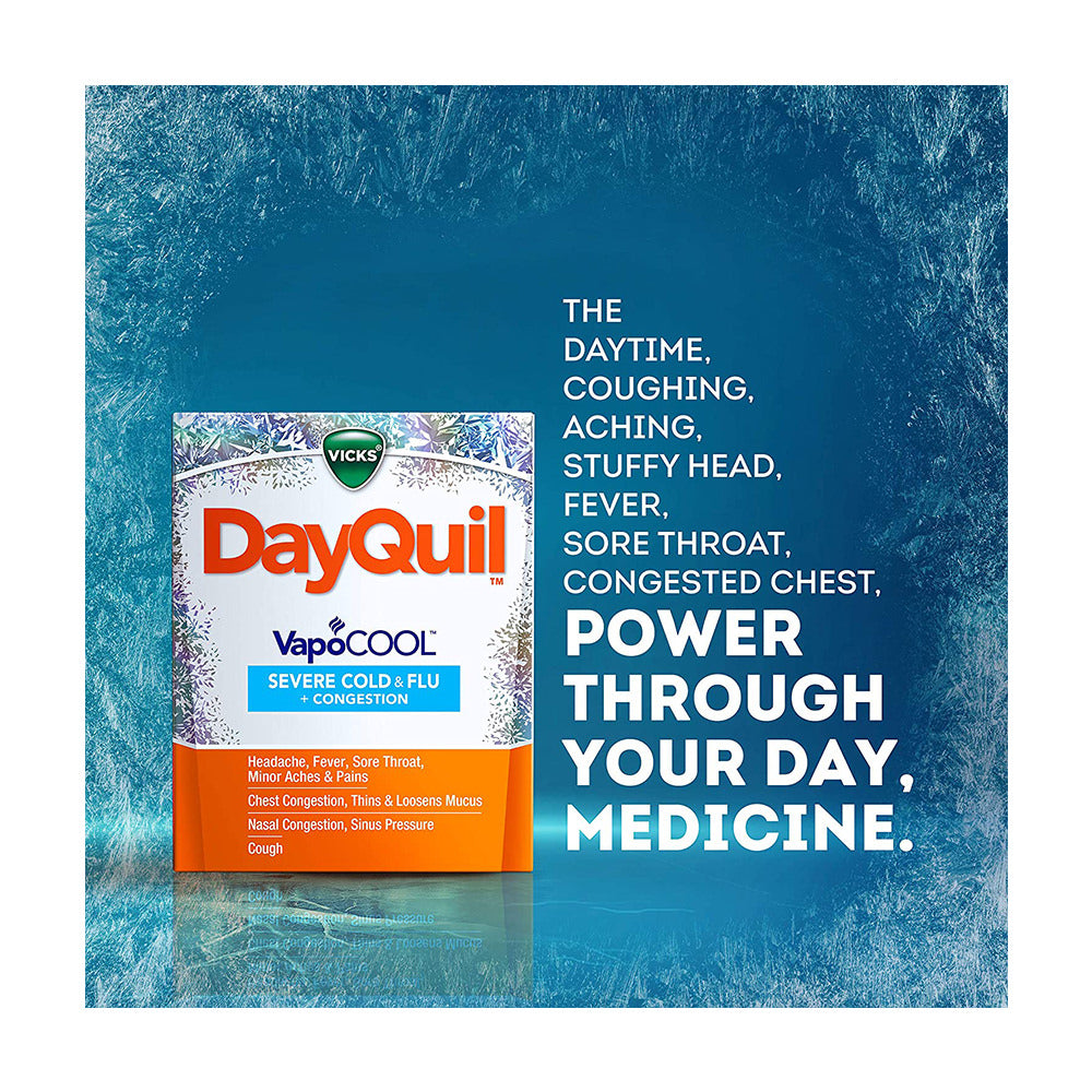 Viên uống trị ho cảm cúm DayQuil & NyQuil Severe with Vicks VapoCOOL Cold & Flu Relief Caplets - Acetaminophen - 24 viên - hình ảnh chi tiết 3