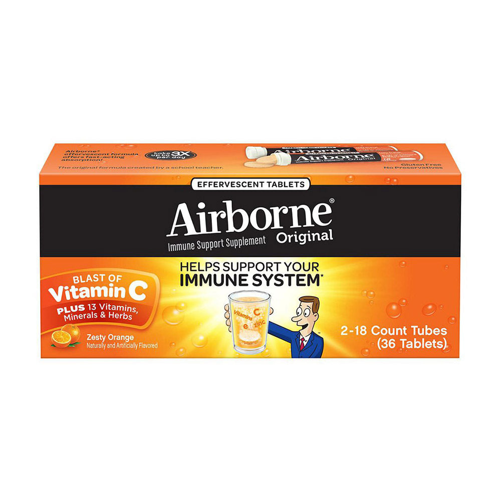 Viên sủi C Airborne Immune Support Vitamin C 1000mg 36 viên (Cam) - hình ảnh sản phẩm chính
