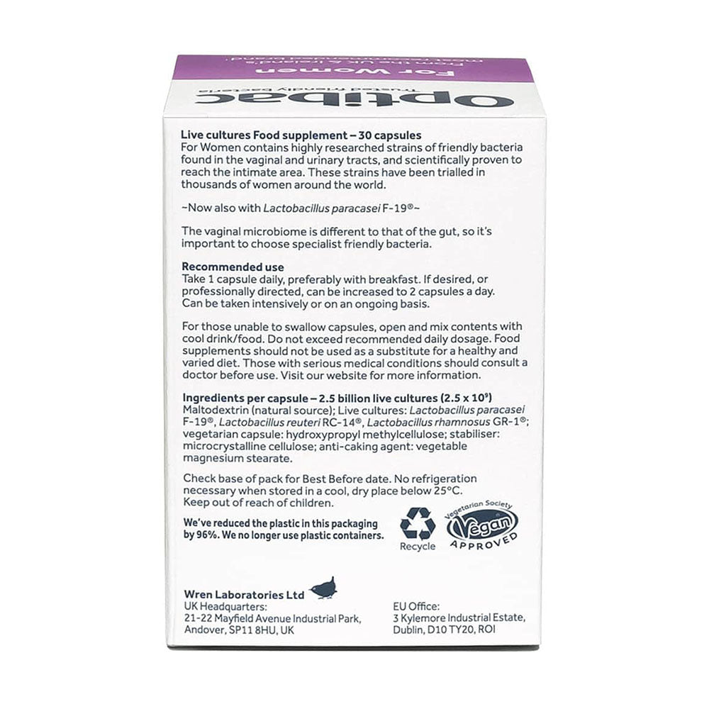 Men vi sinh dành cho nữ OptiBac Probiotics Intimate Flora 30 viên - hình ảnh chi tiết 3